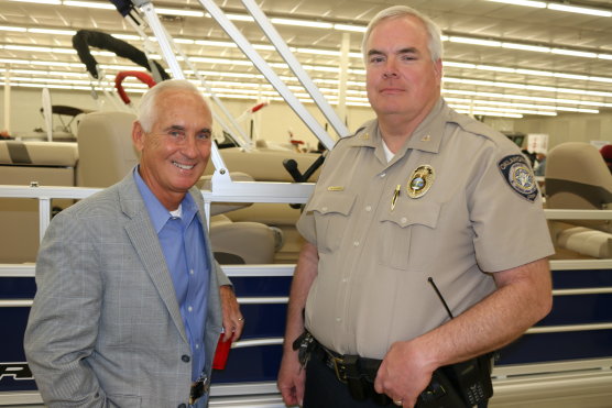 Meeting of the minds... Chuck Perry and Brian Edwards at the Grand Lake Boat Show