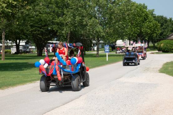 parading through the park