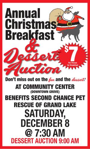 SAVE THE DATE - Second Chance Pet Rescue's Annual Christmas Breakfast/Holiday Dessert Auction