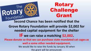 Rotary Challenge Grant for Second Chance Pet Rescue